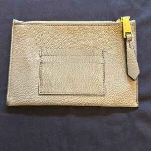 5/$20 London Fog dark gray pebbled zipper pouch outer card slots, NWOT